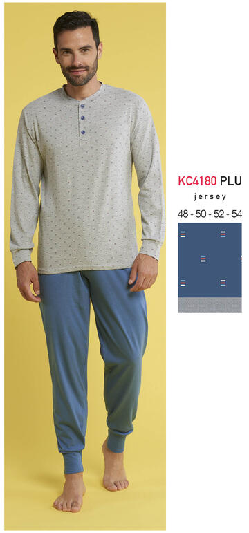 ART. KC4180 PLU- pigiama uomo m/l 100% cotone kc4180 plu - Fratelli Parenti